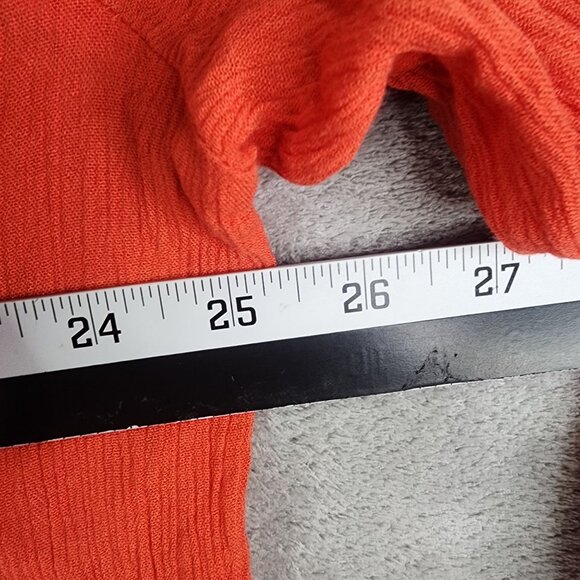 Women's Orange Chico's Blouse Top Cold Shoulder 3/4 Sleeve Round Neck Size 3 - Picture 10 of 12